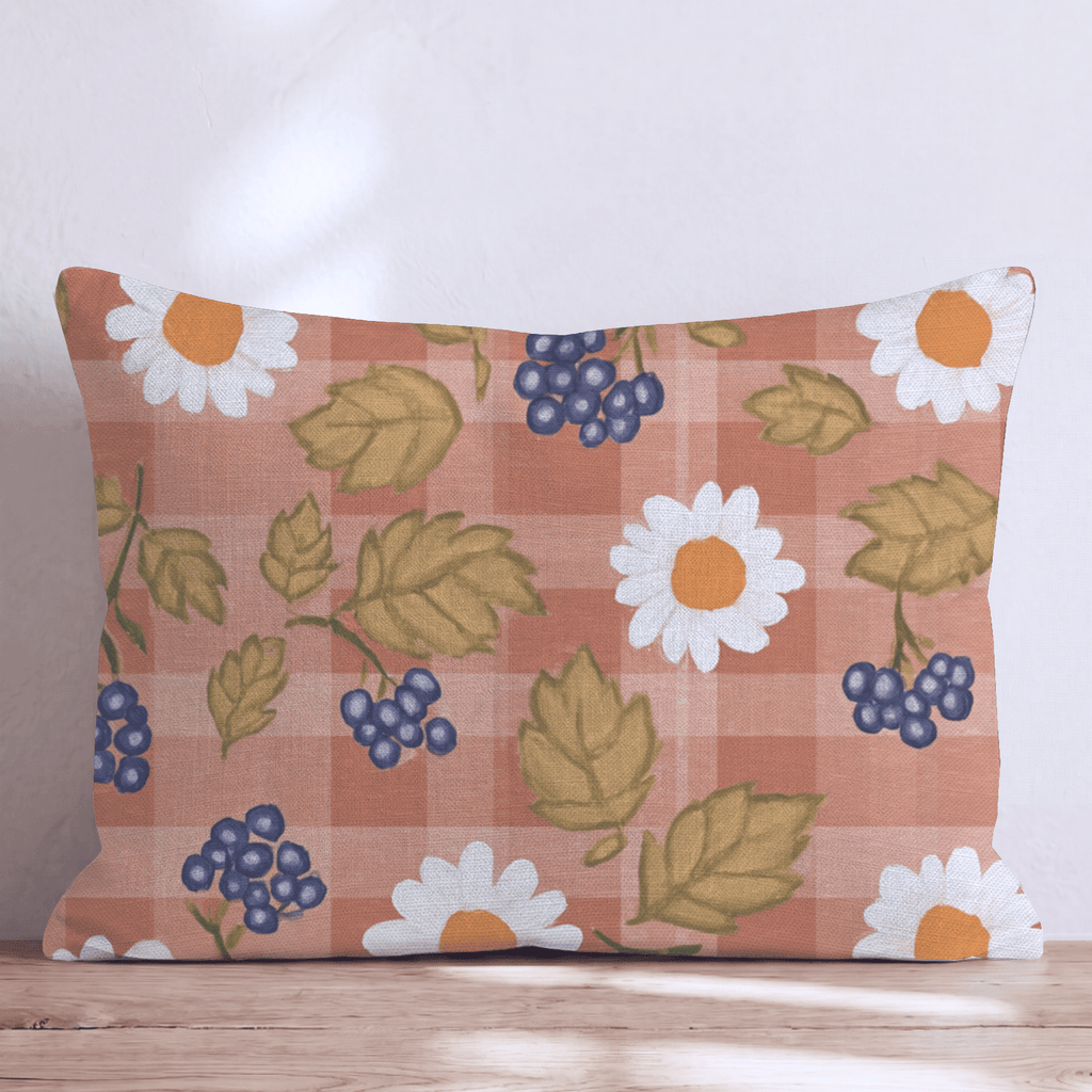 Daisy Berry Gingham Throw Pillow - Hillcroft Home