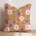 Daisy Berry Gingham Throw Pillow - Hillcroft Home