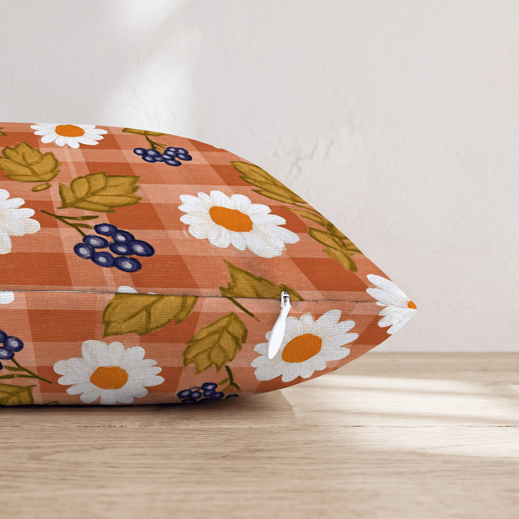 Daisy Berry Gingham Throw Pillow - Hillcroft Home