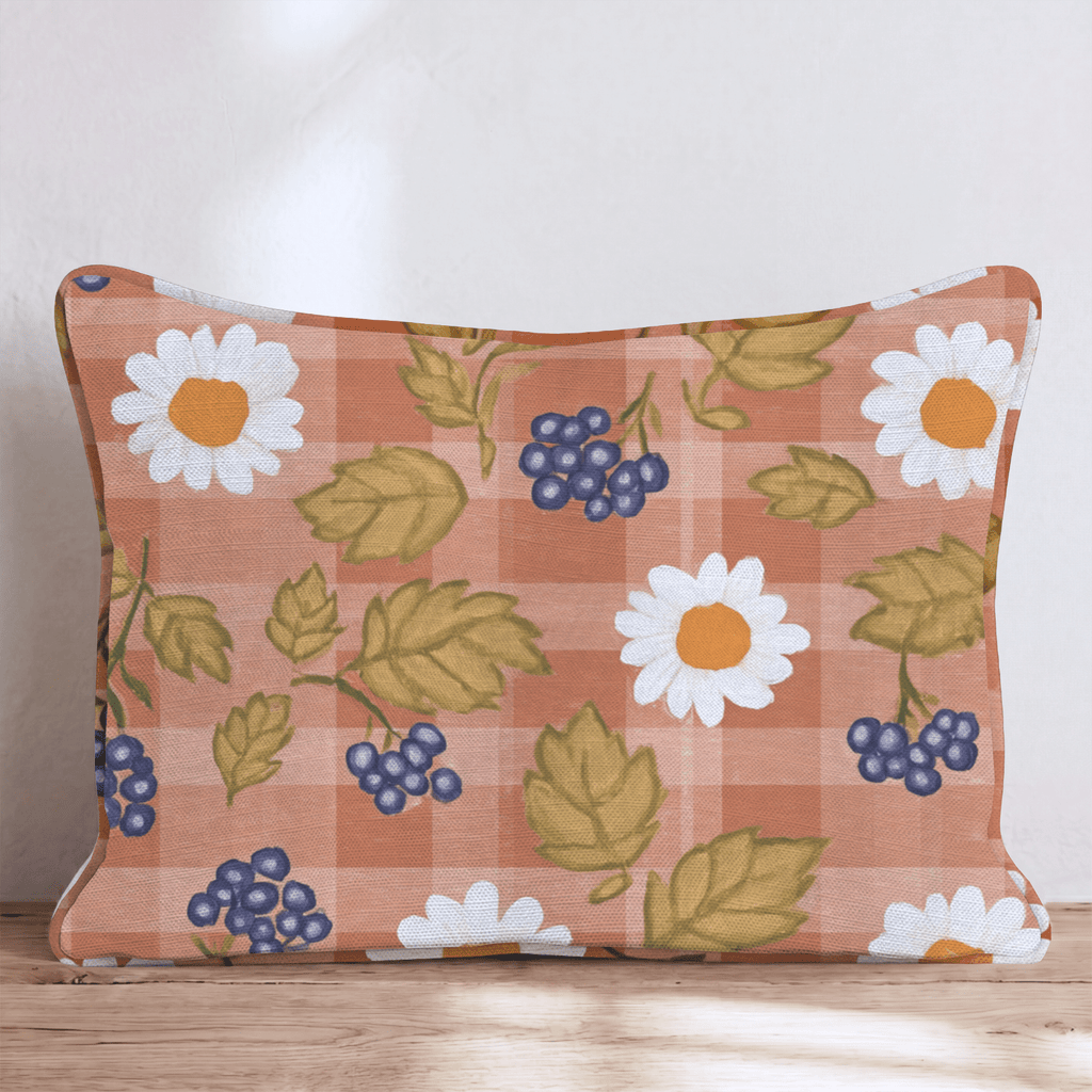 Daisy Berry Gingham Throw Pillow - Hillcroft Home