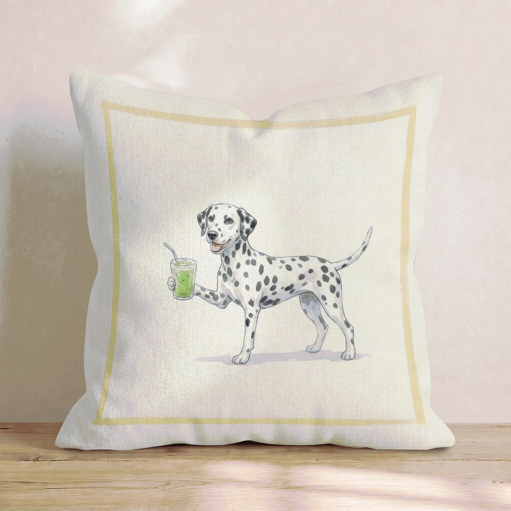 Dalmatian Matcha Throw Pillow - Hillcroft Home