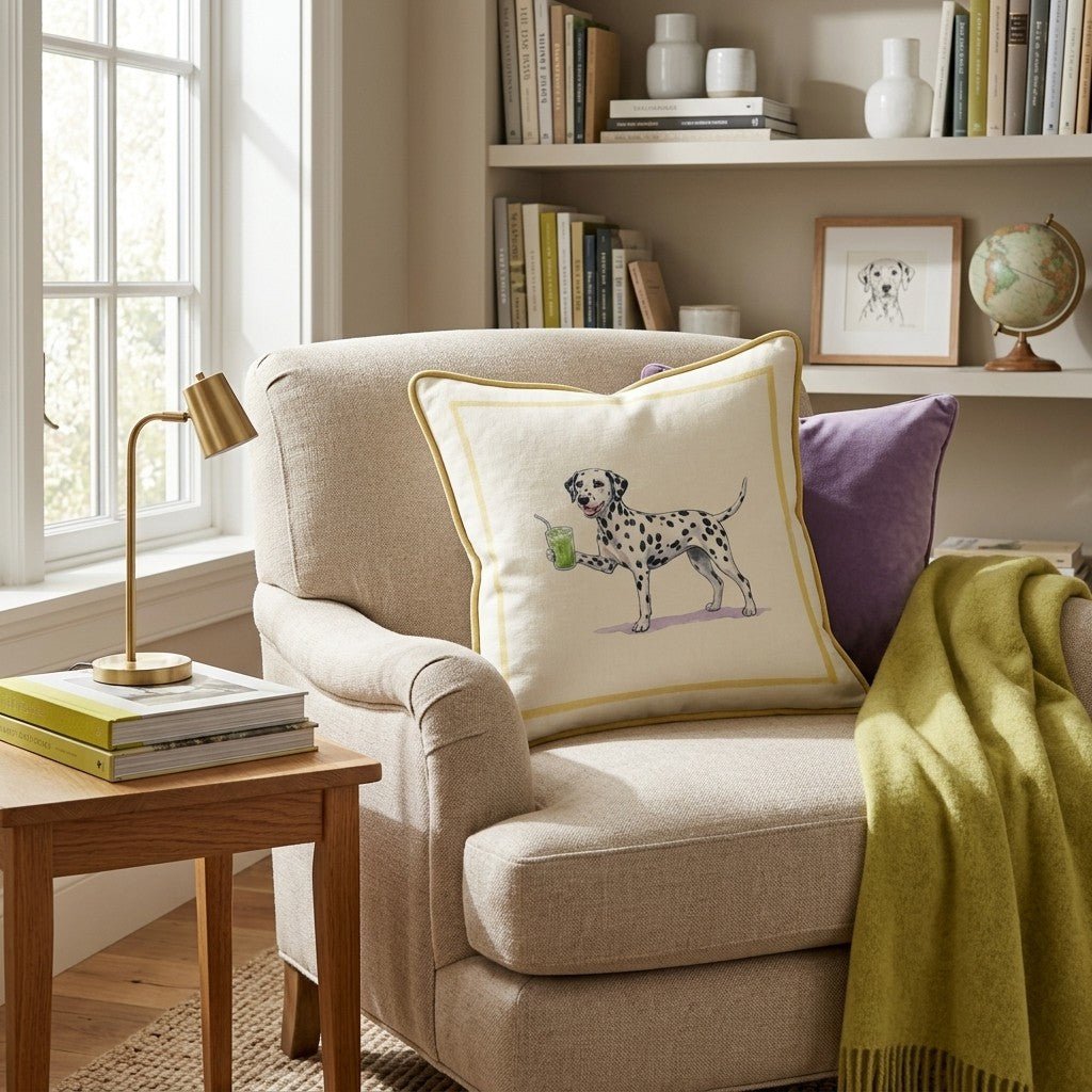 Dalmatian Matcha Throw Pillow - Hillcroft Home