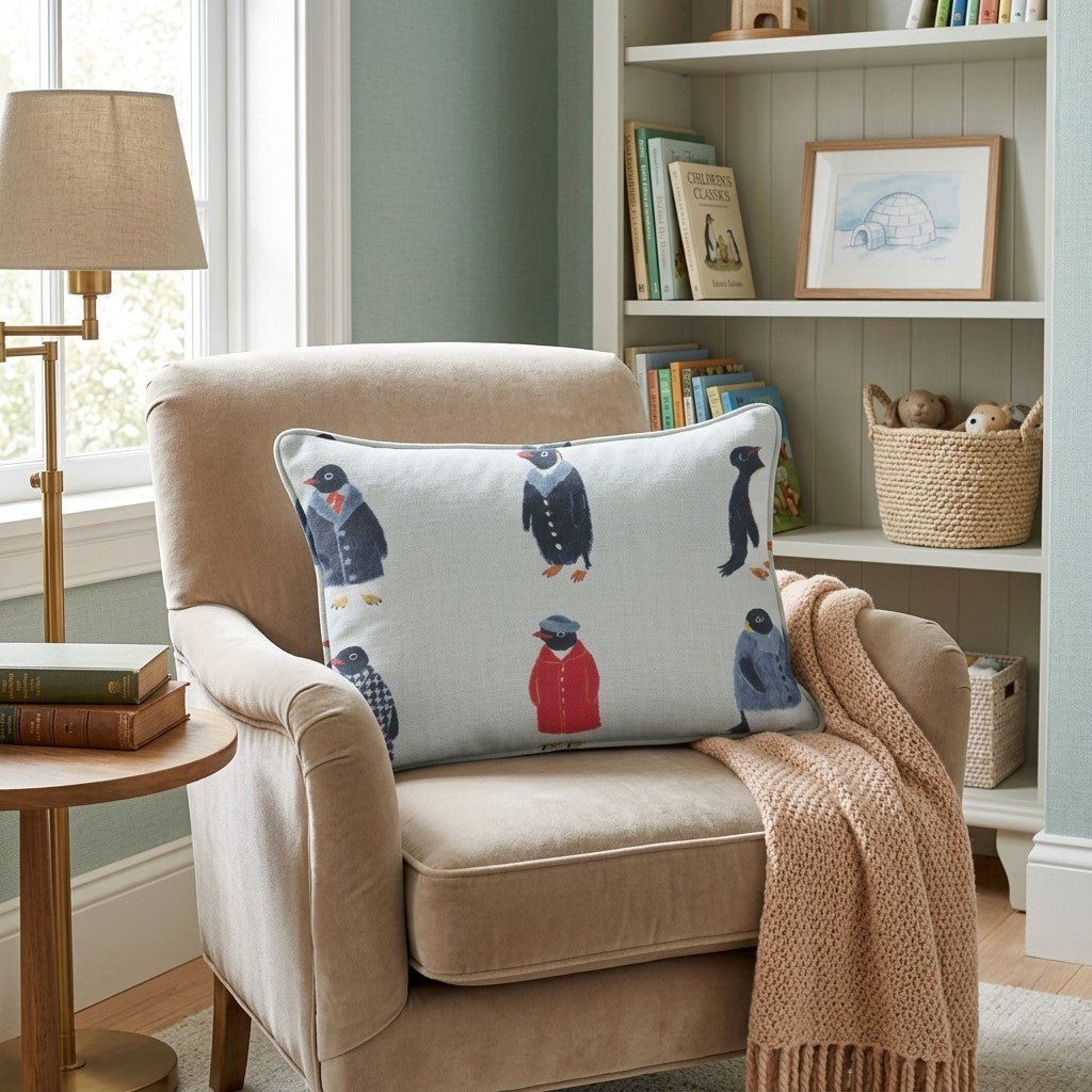 Dapper Penguins Throw Pillow - Hillcroft Home