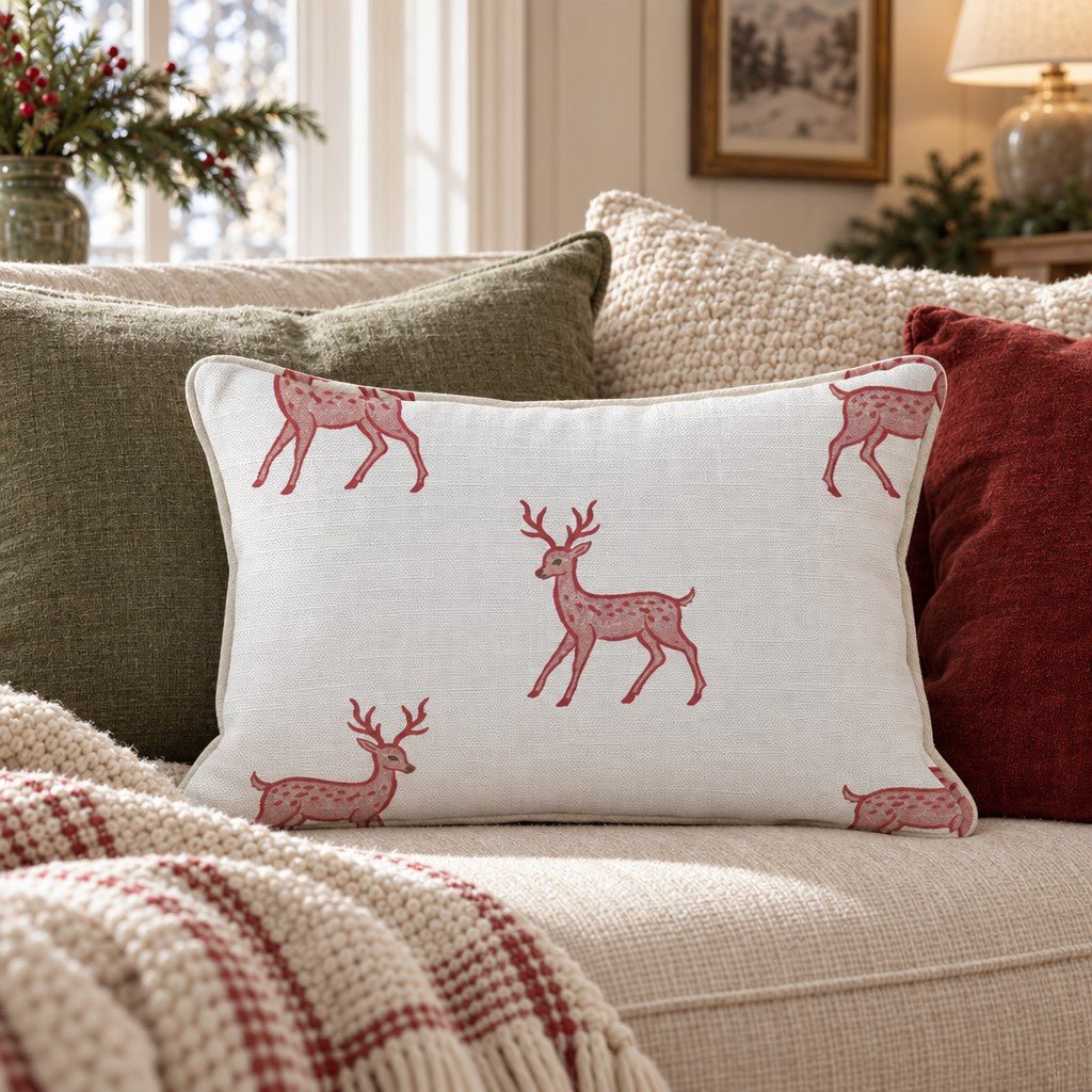 Dappled Reindeer Throw Pillow throw pillow - Hillcroft Home