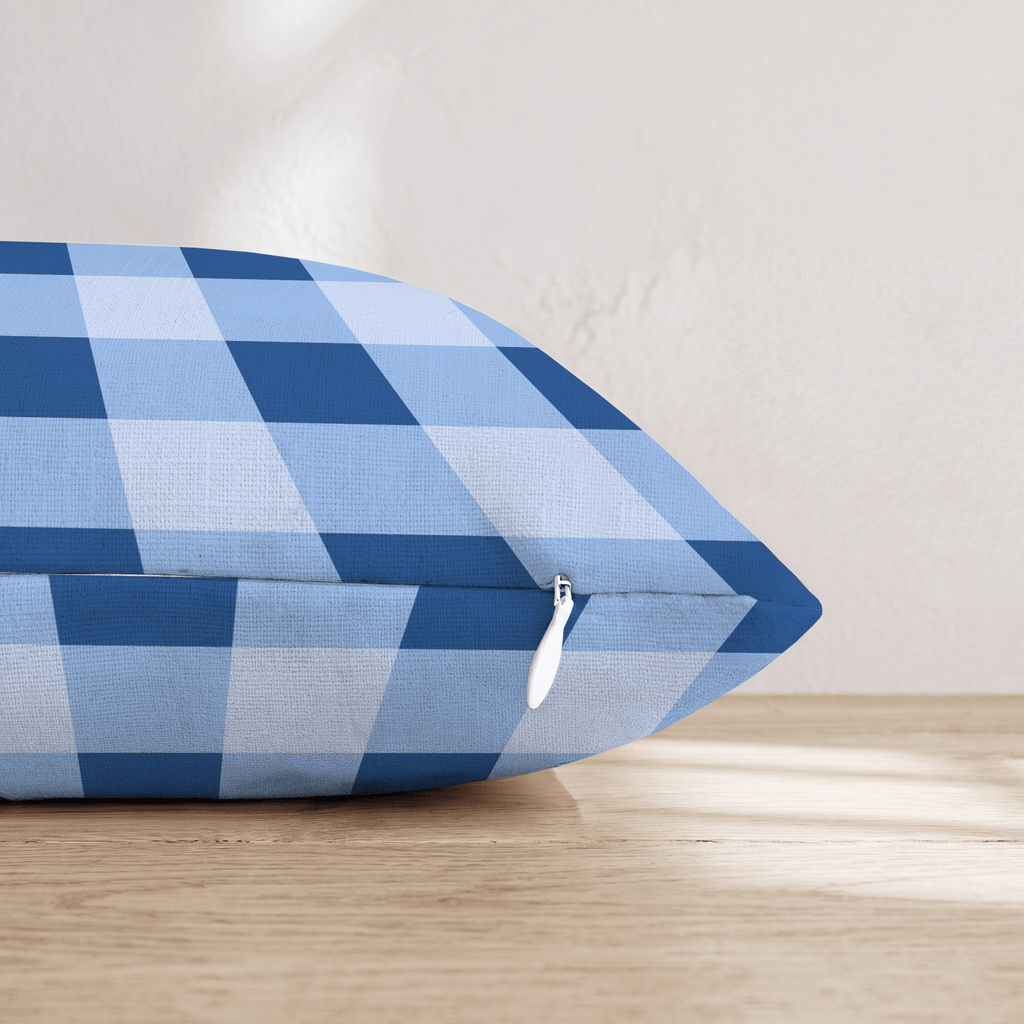 Dark Blue Gingham Throw Pillow - Hillcroft Home