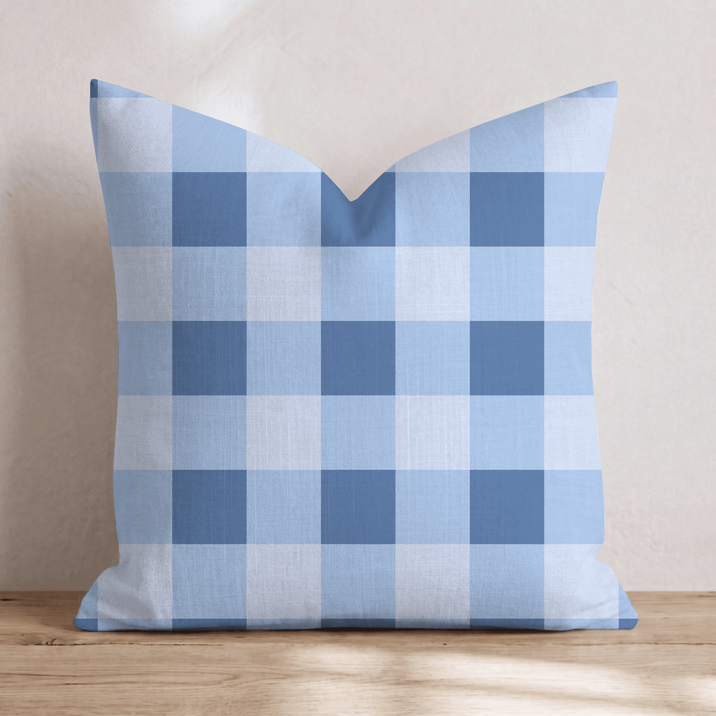 Dark Blue Gingham Throw Pillow - Hillcroft Home