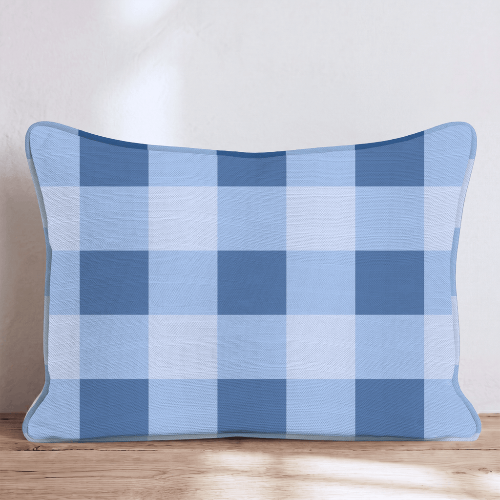 Dark Blue Gingham Throw Pillow - Hillcroft Home