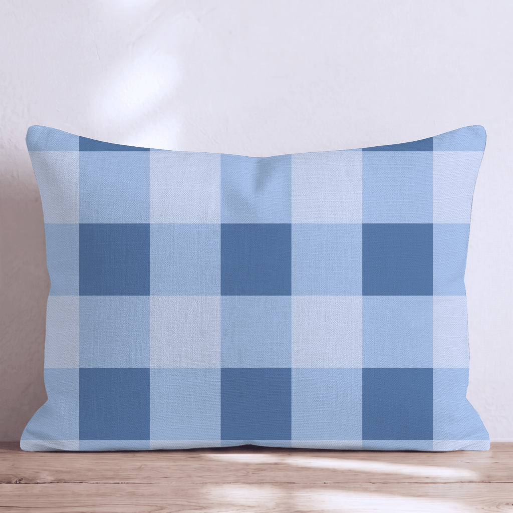Dark Blue Gingham Throw Pillow - Hillcroft Home