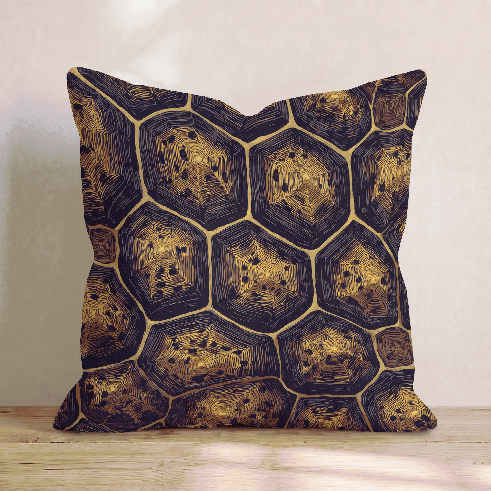 Dark Gold Tortoise Throw Pillow - Hillcroft Home