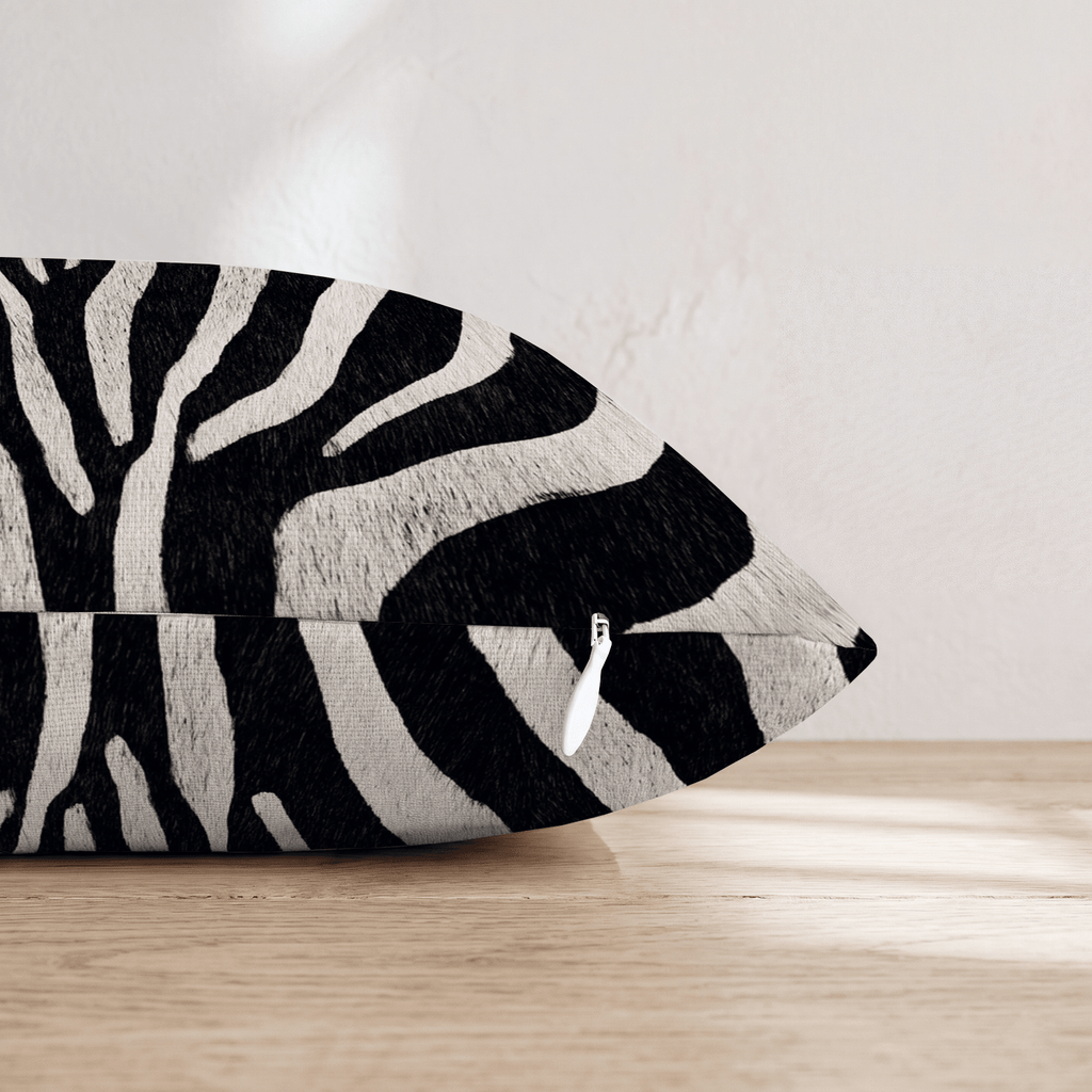 Dark Zebra Fur Throw Pillow - Hillcroft Home