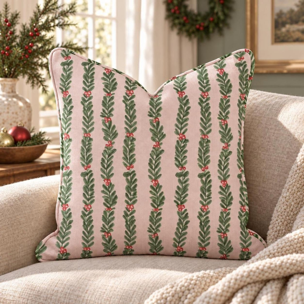 Deck the Stripes Throw Pillow throw pillow - Hillcroft Home