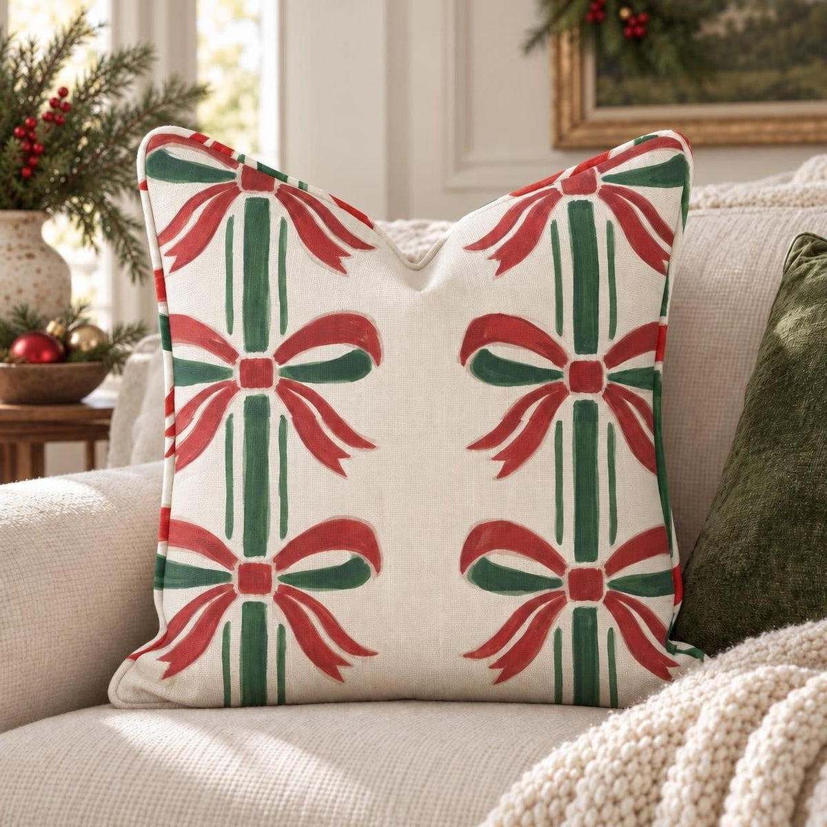 Deco Bow Throw Pillow throw pillow - Hillcroft Home
