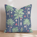 Decorated Palm Navy Throw Pillow - Hillcroft Home