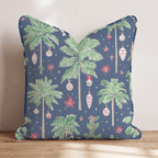 Decorated Palm Navy Throw Pillow - Hillcroft Home