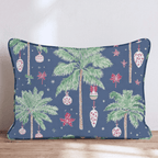Decorated Palm Navy Throw Pillow - Hillcroft Home