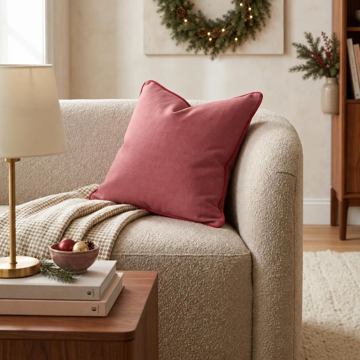 Deep Carmine Throw Pillow throw pillow - Hillcroft Home