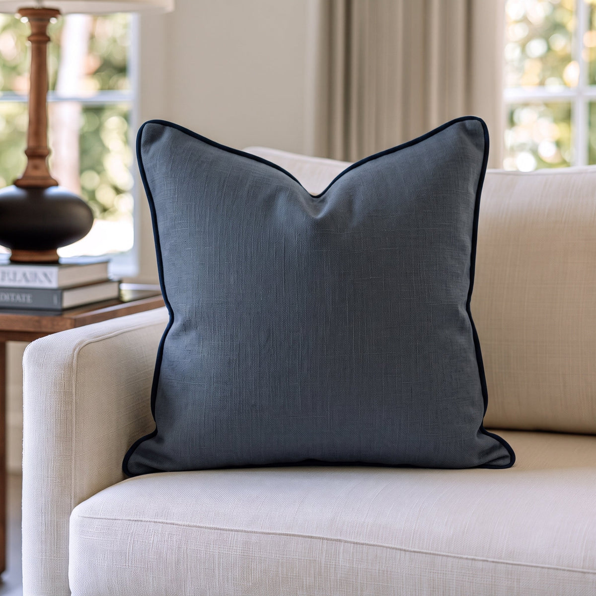 Deep Navy Blue Throw Pillow throw pillow - Hillcroft Home
