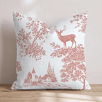 Deer In The Fall Toile Throw Pillow - Hillcroft Home