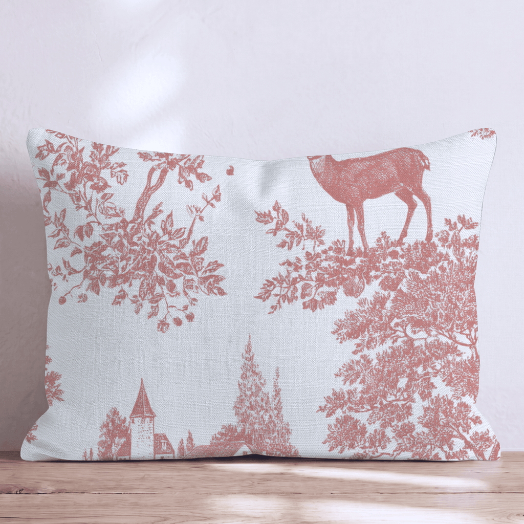 Deer In The Fall Toile Throw Pillow - Hillcroft Home
