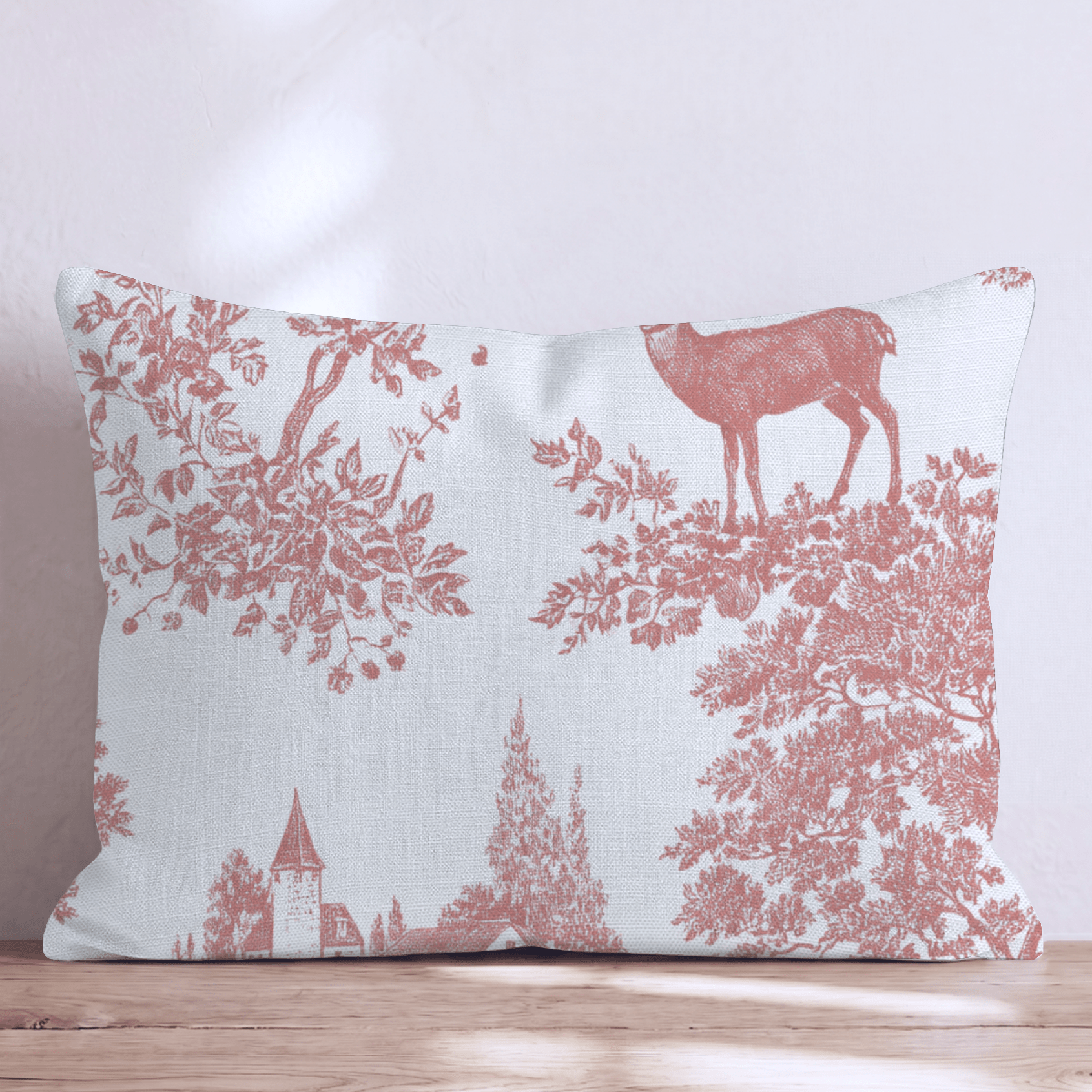 Deer In The Fall Toile Throw Pillow - Hillcroft Home