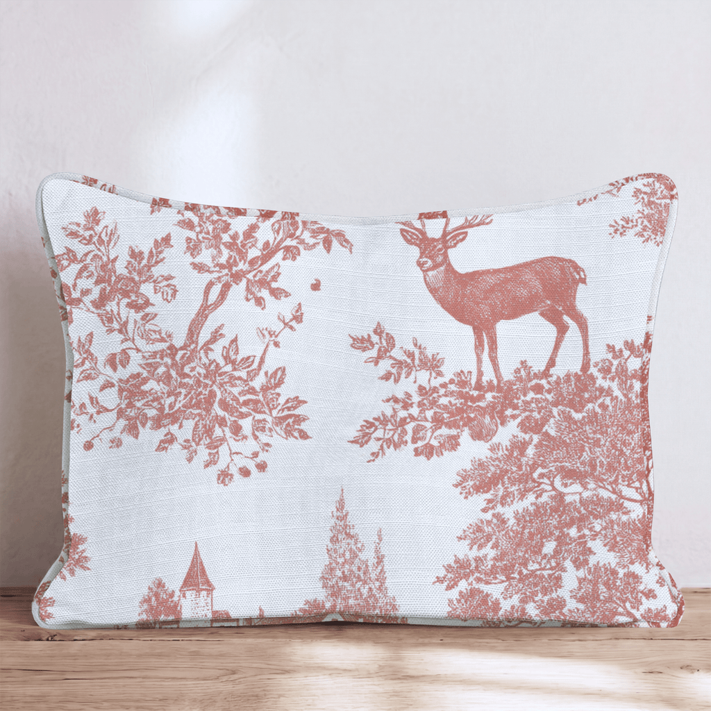 Deer In The Fall Toile Throw Pillow - Hillcroft Home