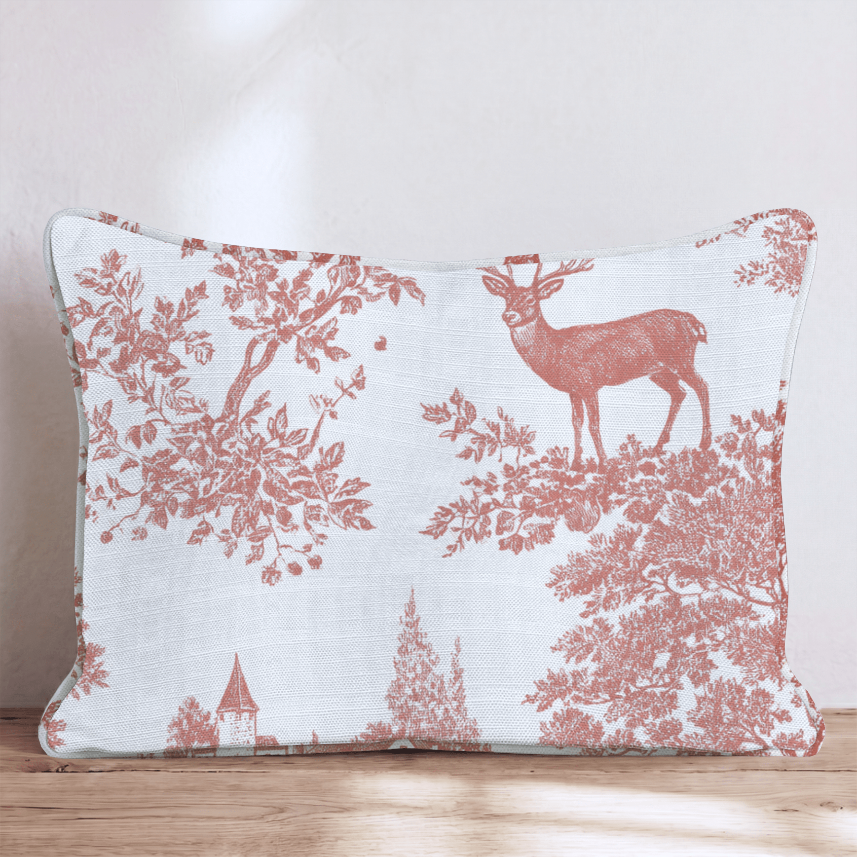 Deer In The Fall Toile Throw Pillow - Hillcroft Home