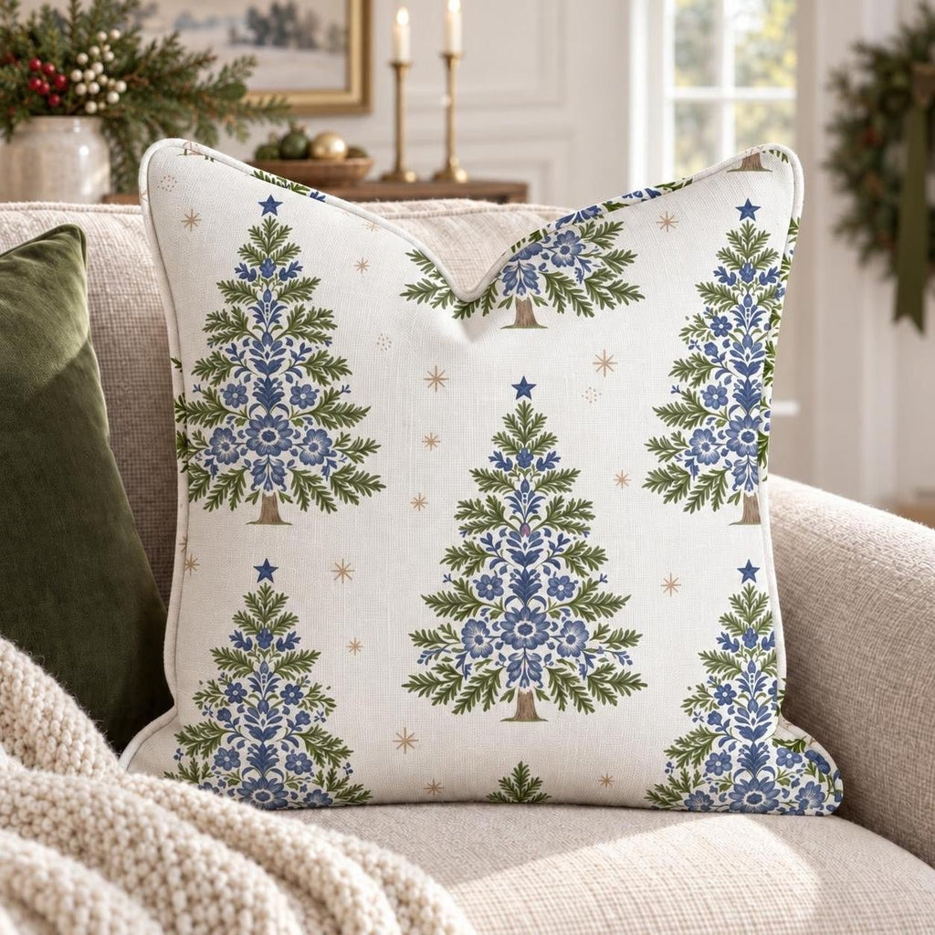 Delft Fir Throw Pillow throw pillow - Hillcroft Home