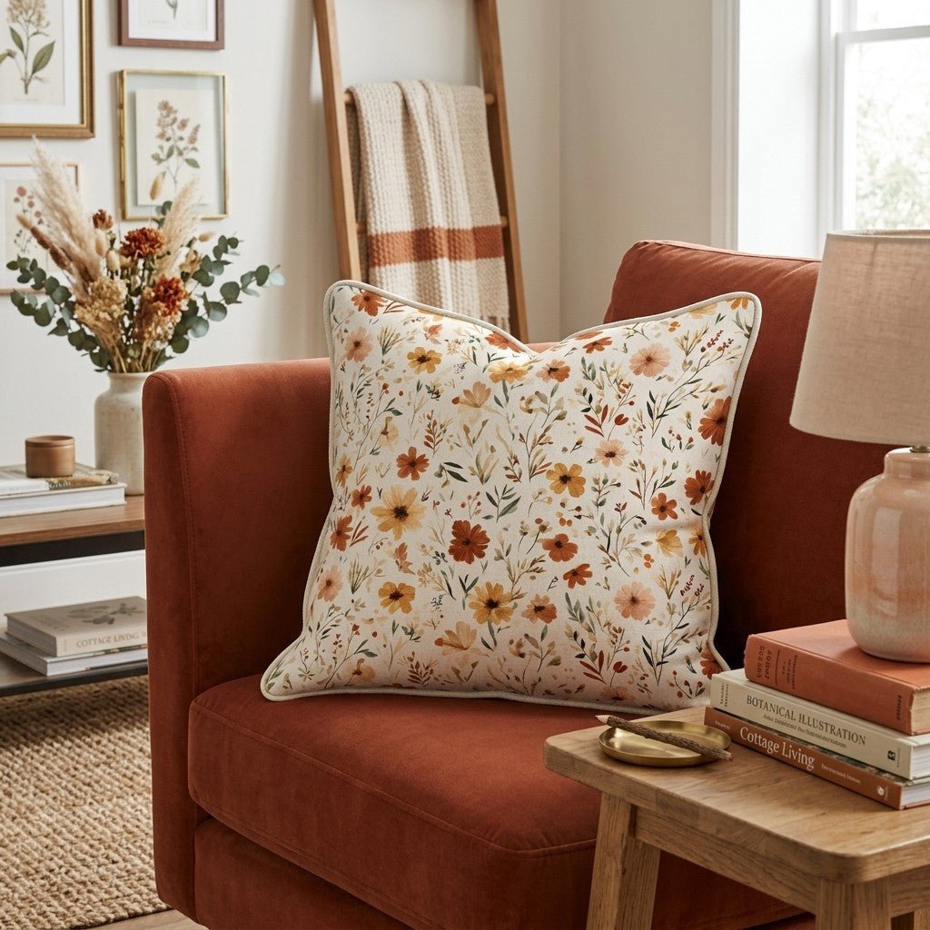 Delicate Autumn Floral Throw Pillow - Hillcroft Home