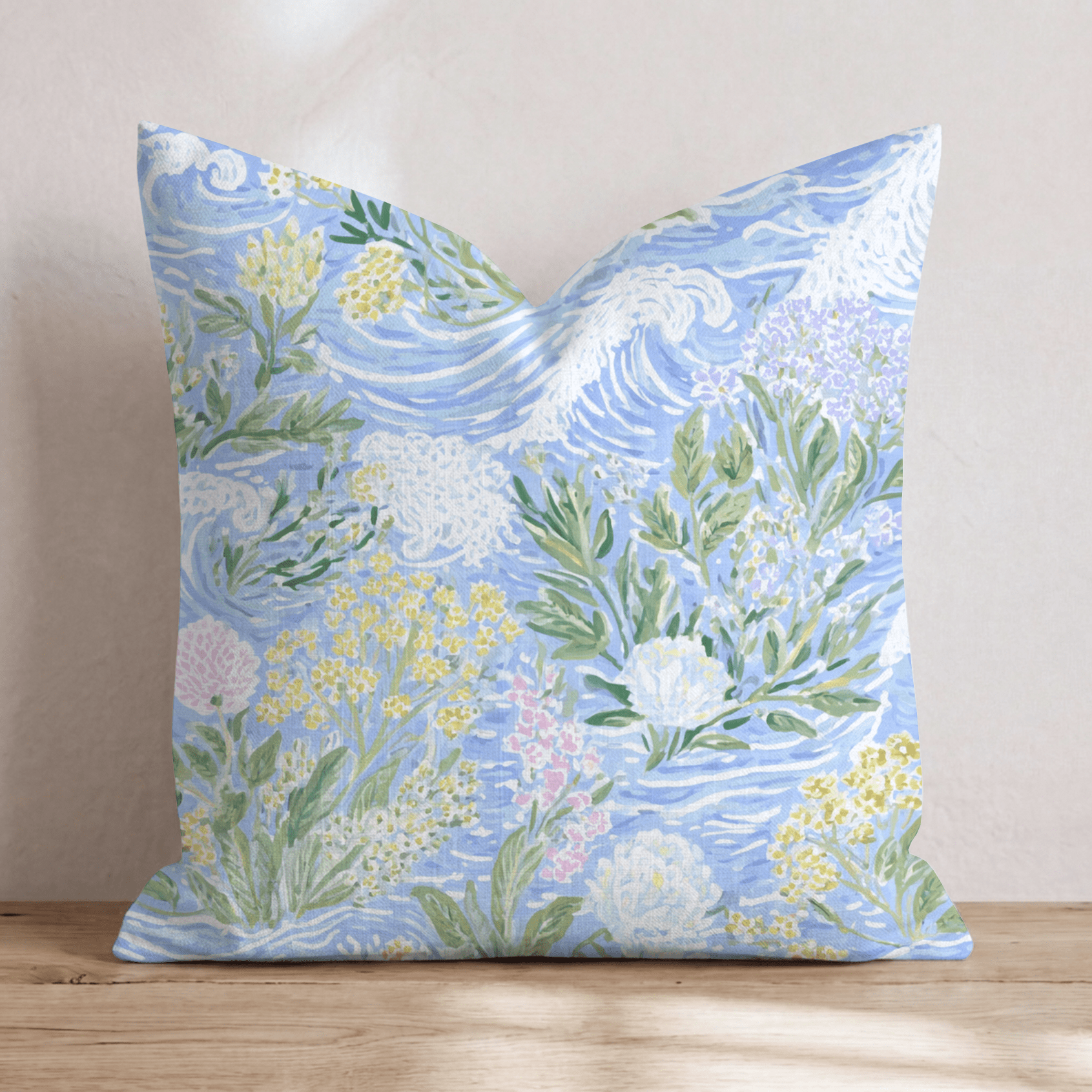 Delicate Waves Throw Pillow - Hillcroft Home