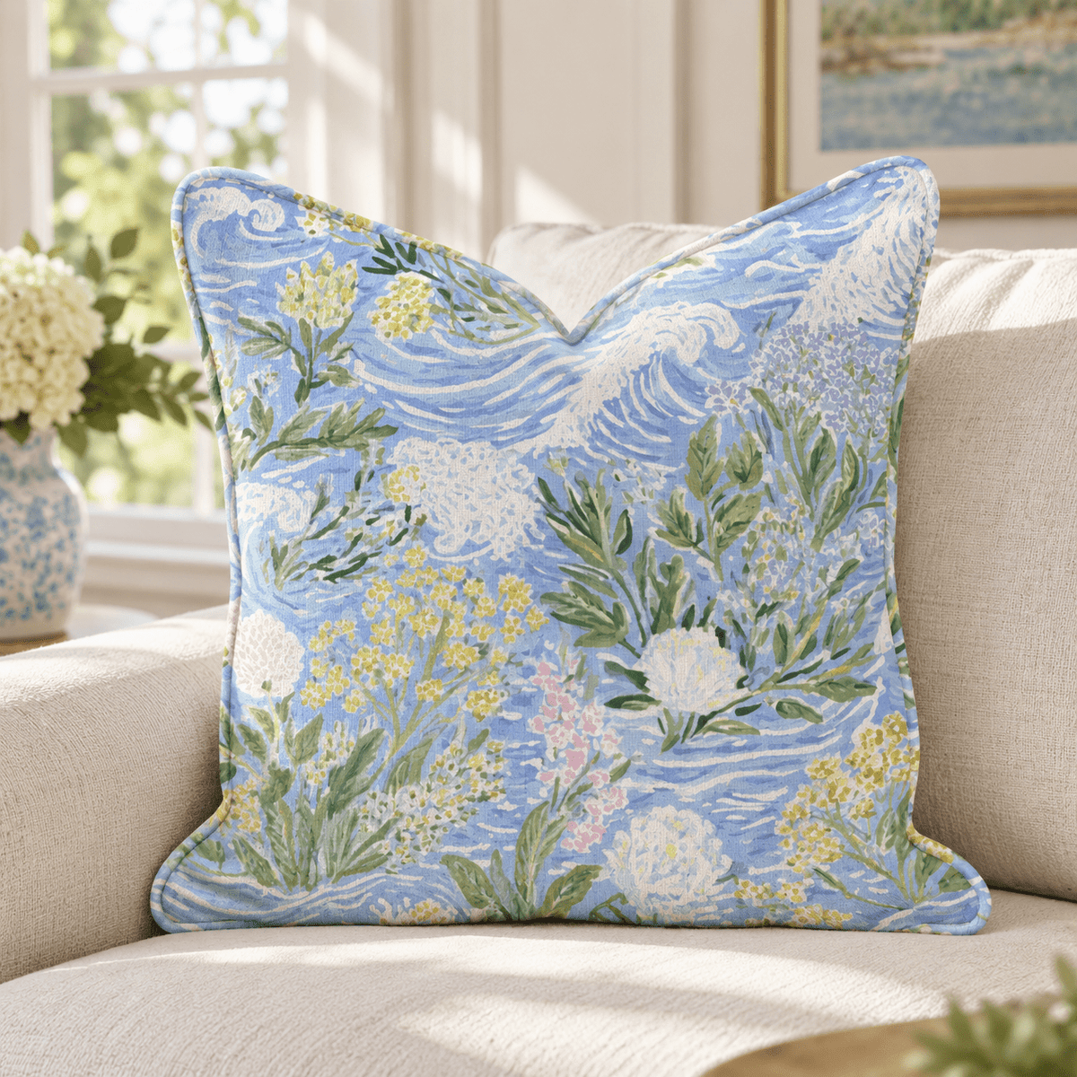 Delicate Waves Throw Pillow throw pillow - Hillcroft Home