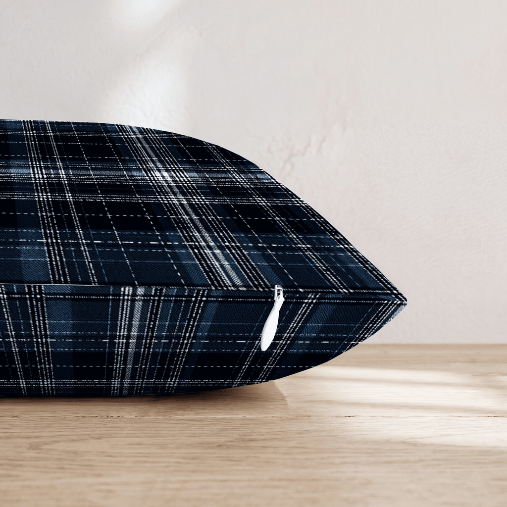 Denim Plaid Throw Pillow - Hillcroft Home