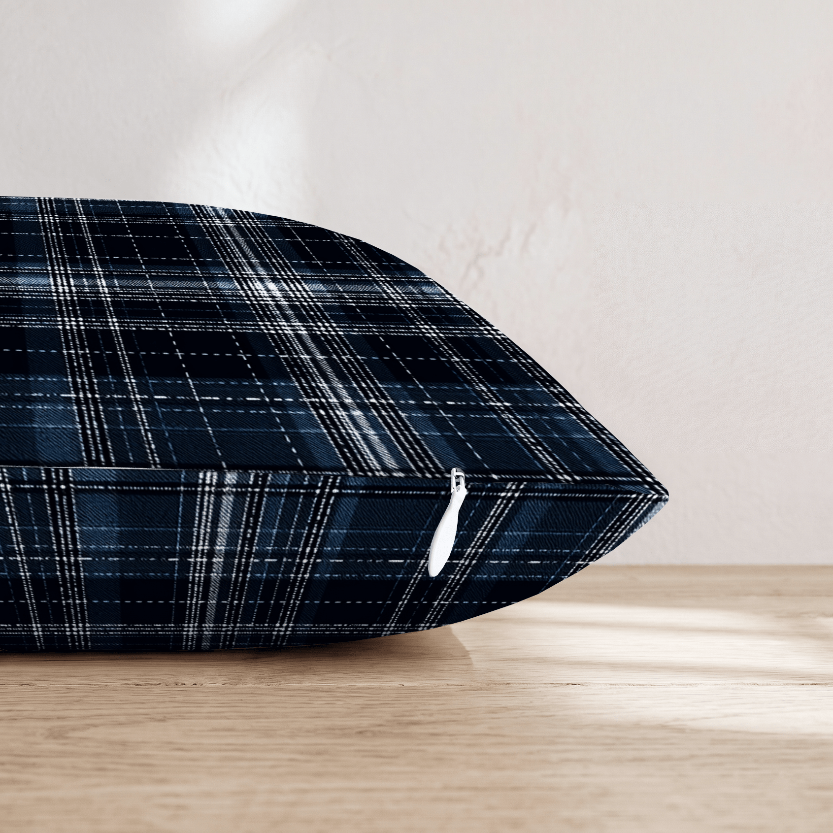 Denim Plaid Throw Pillow - Hillcroft Home