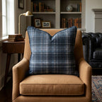 Denim Plaid Throw Pillow - Hillcroft Home