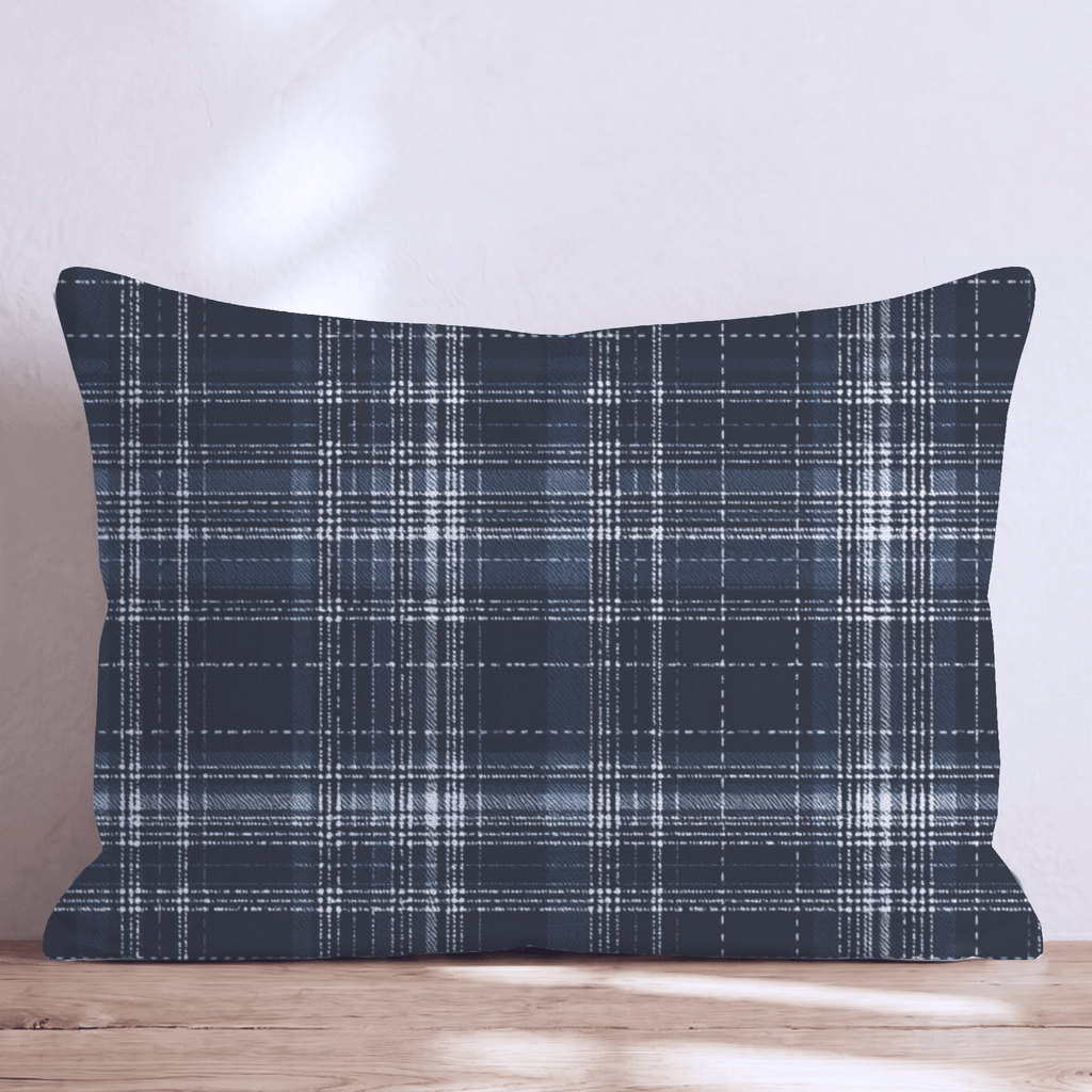 Denim Plaid Throw Pillow - Hillcroft Home