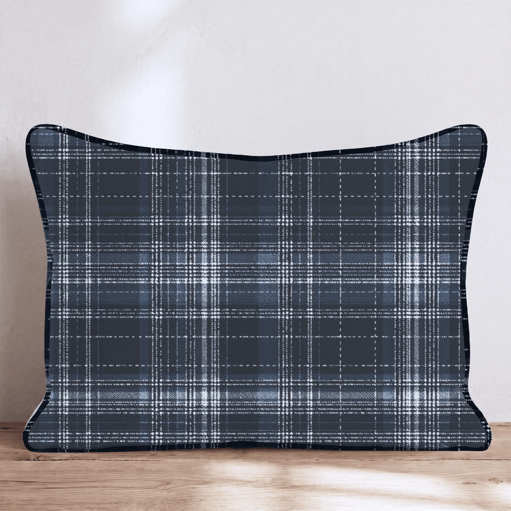 Denim Plaid Throw Pillow - Hillcroft Home