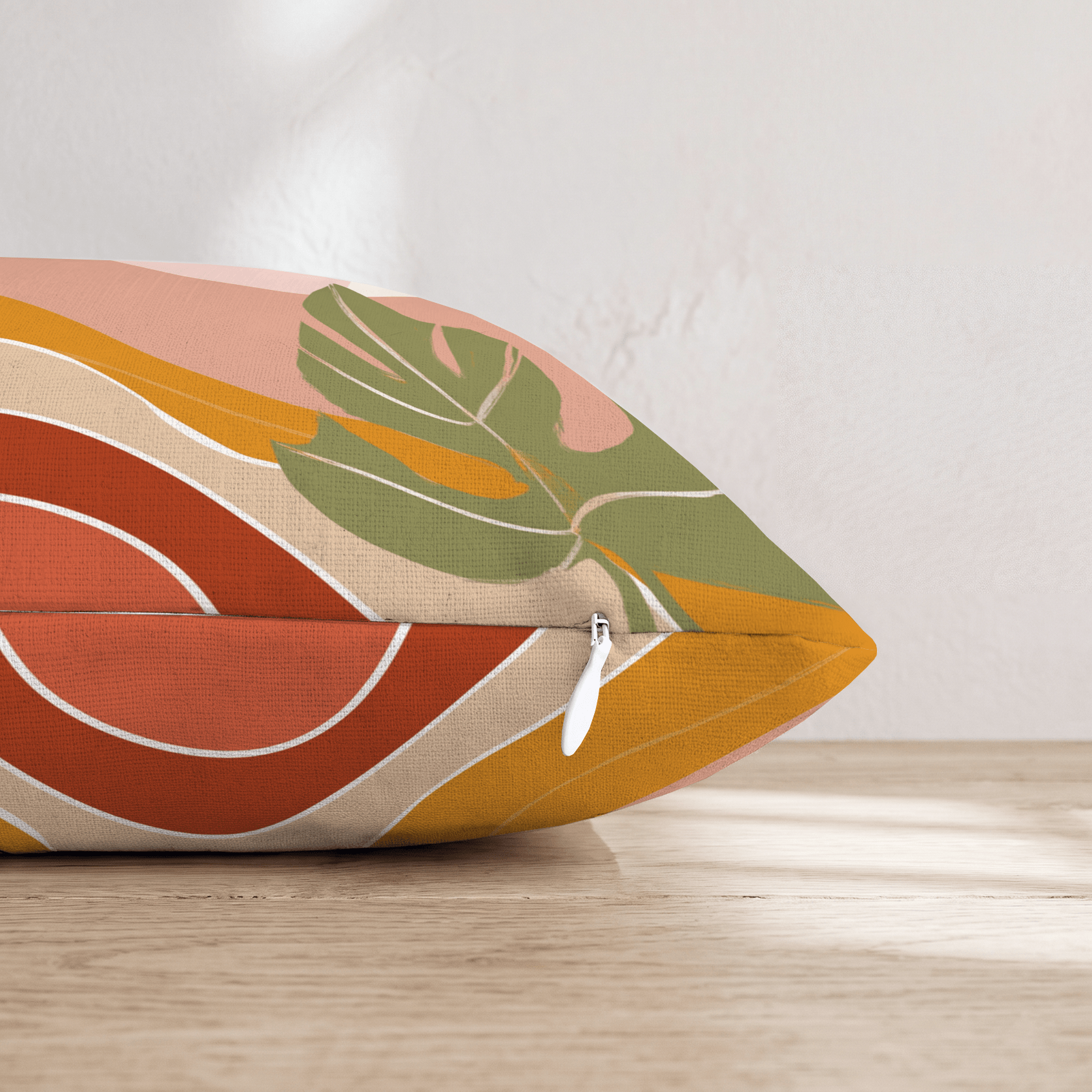 Desert Monstera Sunset Throw Pillow - Hillcroft Home