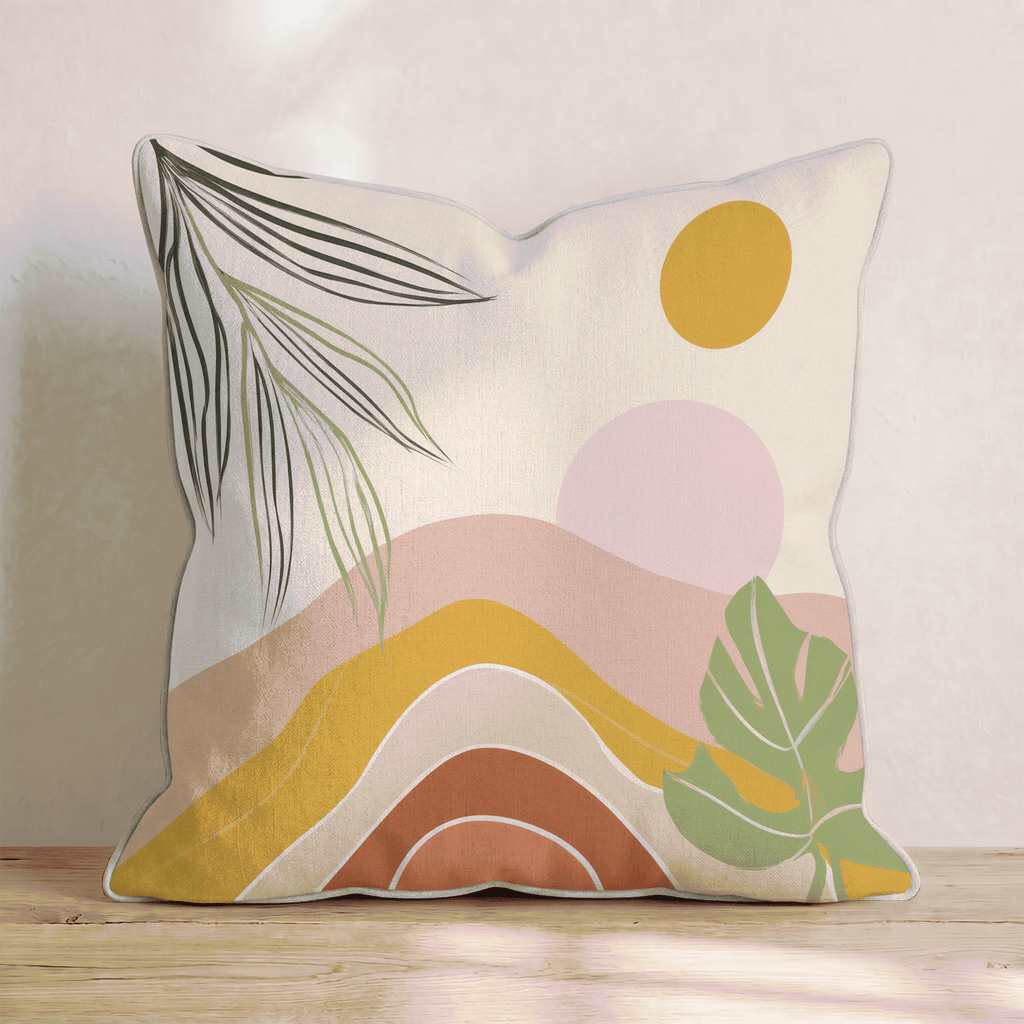Desert Monstera Sunset Throw Pillow - Hillcroft Home