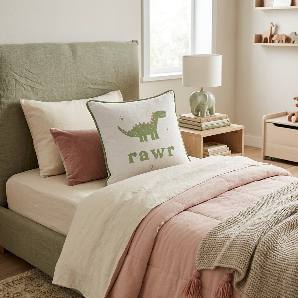 Dino Rawr Throw Pillow - Hillcroft Home