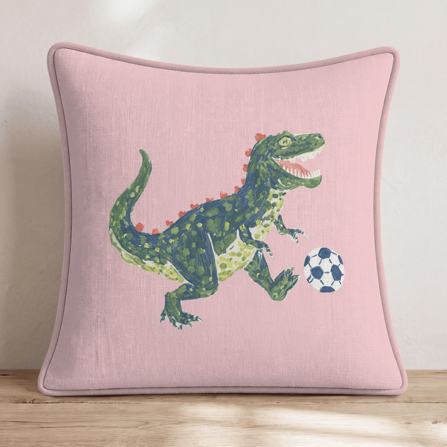 Dino Soccer Throw Pillow - Hillcroft Home