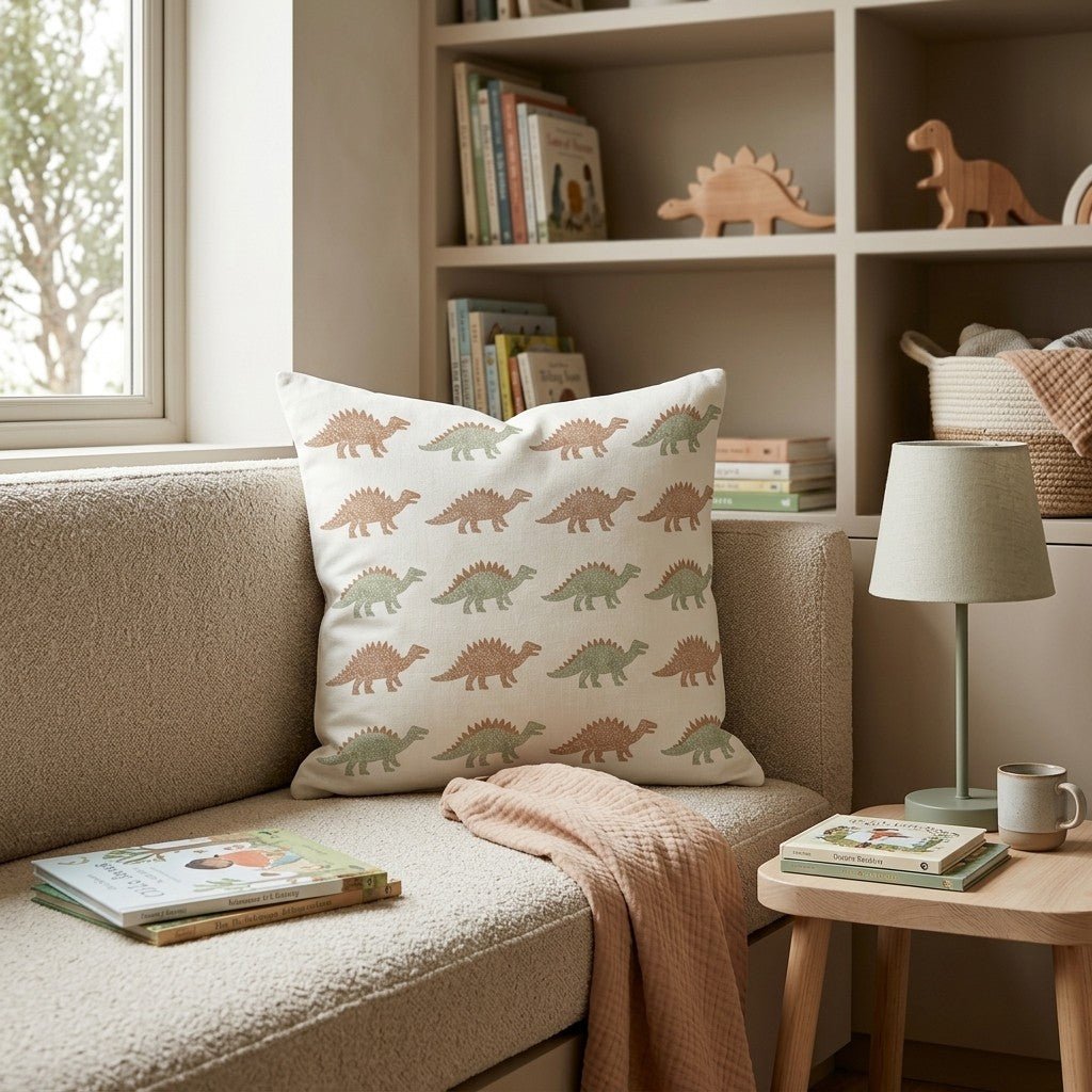 Dinosaur Repeat Throw Pillow - Hillcroft Home