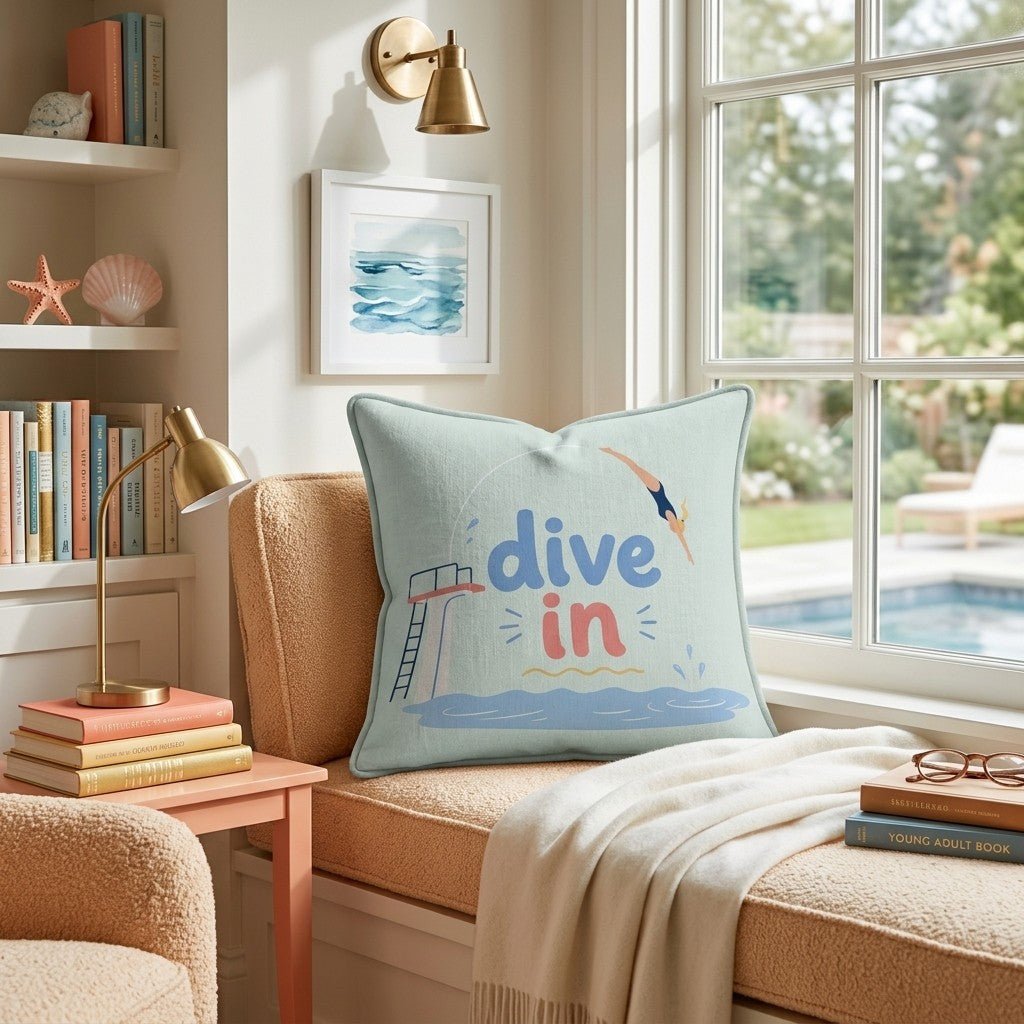 Dive In Throw Pillow - Hillcroft Home