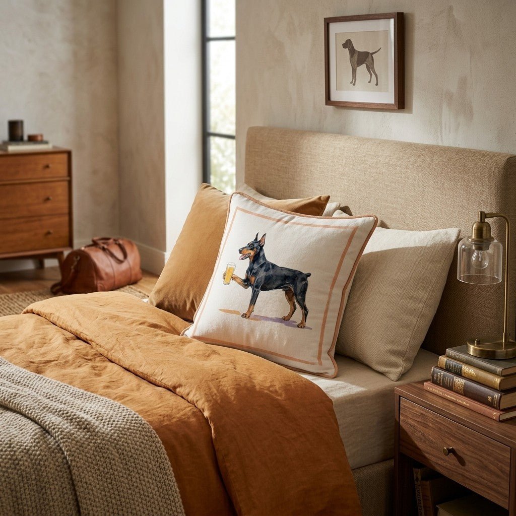 Doberman Lager Throw Pillow - Hillcroft Home