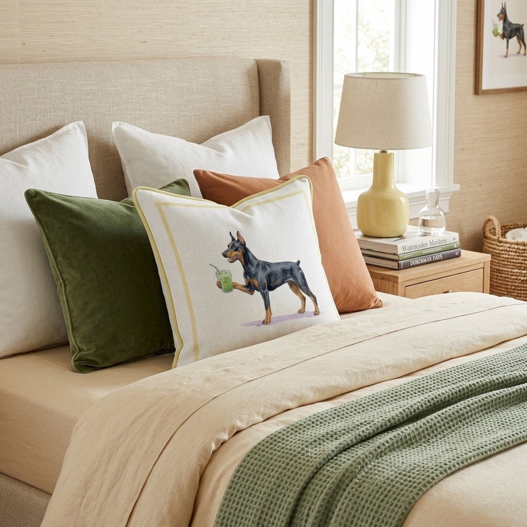 Doberman Matcha Throw Pillow - Hillcroft Home