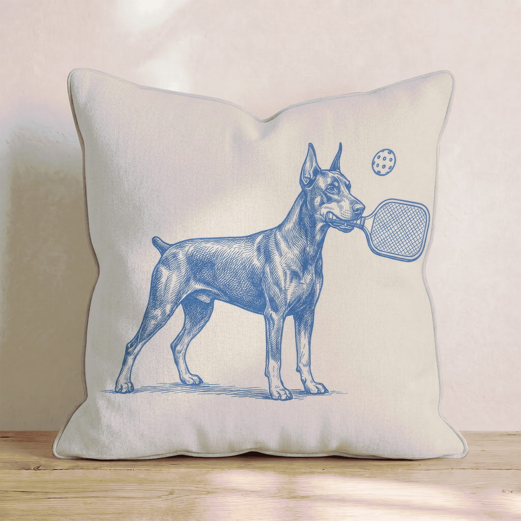 Doberman Pickleball Throw Pillow - Hillcroft Home