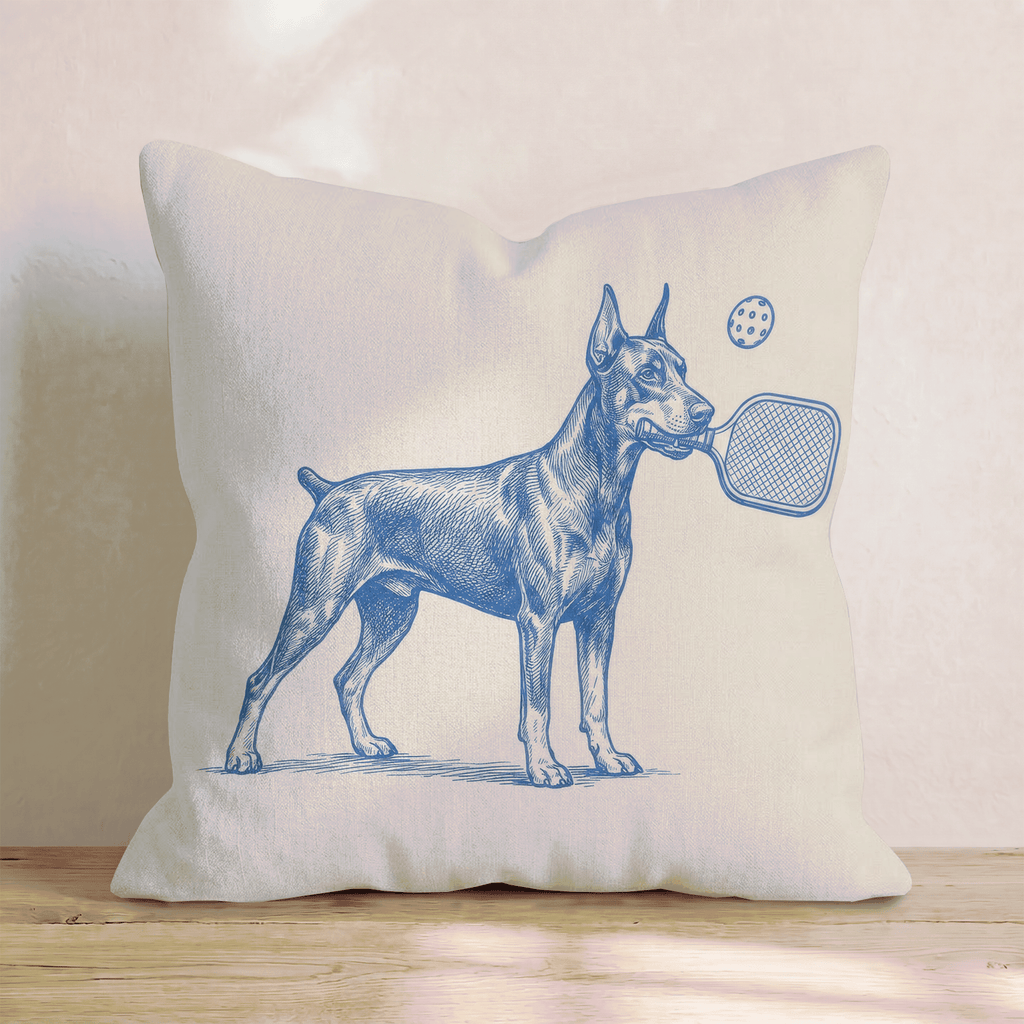 Doberman Pickleball Throw Pillow - Hillcroft Home