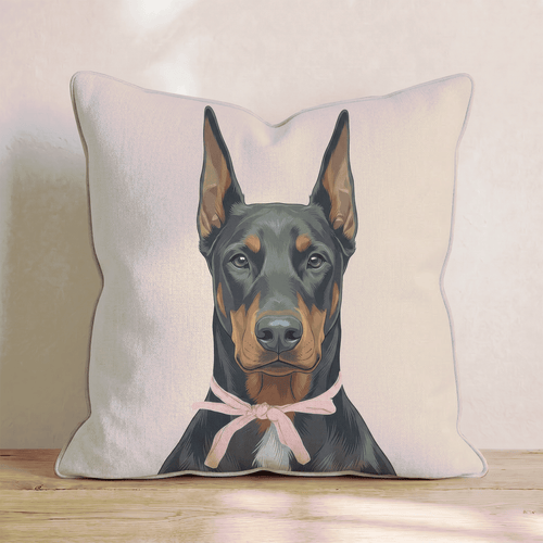 Doberman Pinscher Portrait Throw Pillow - Hillcroft Home