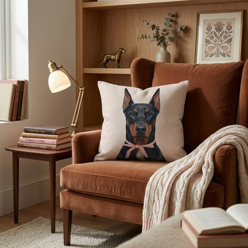 Doberman Pinscher Portrait Throw Pillow - Hillcroft Home