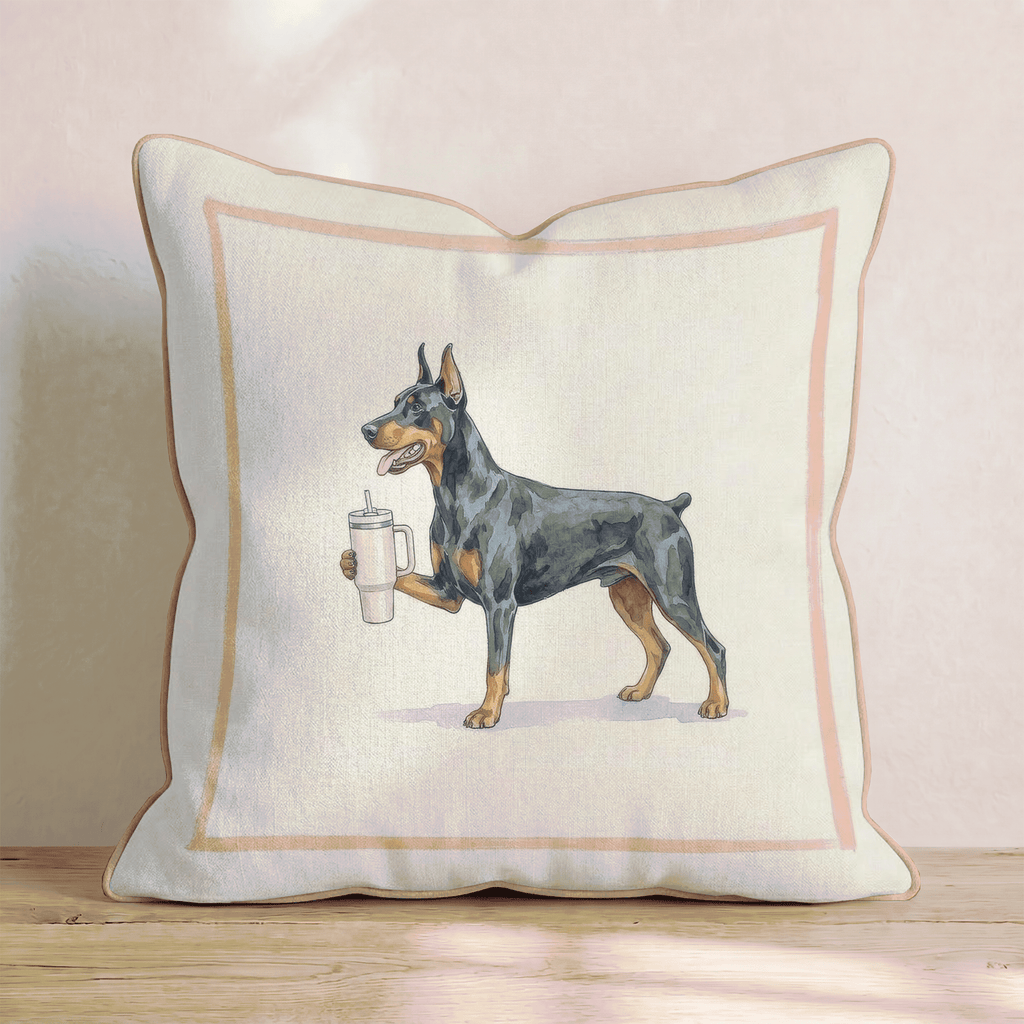 Doberman Tumbler Throw Pillow - Hillcroft Home