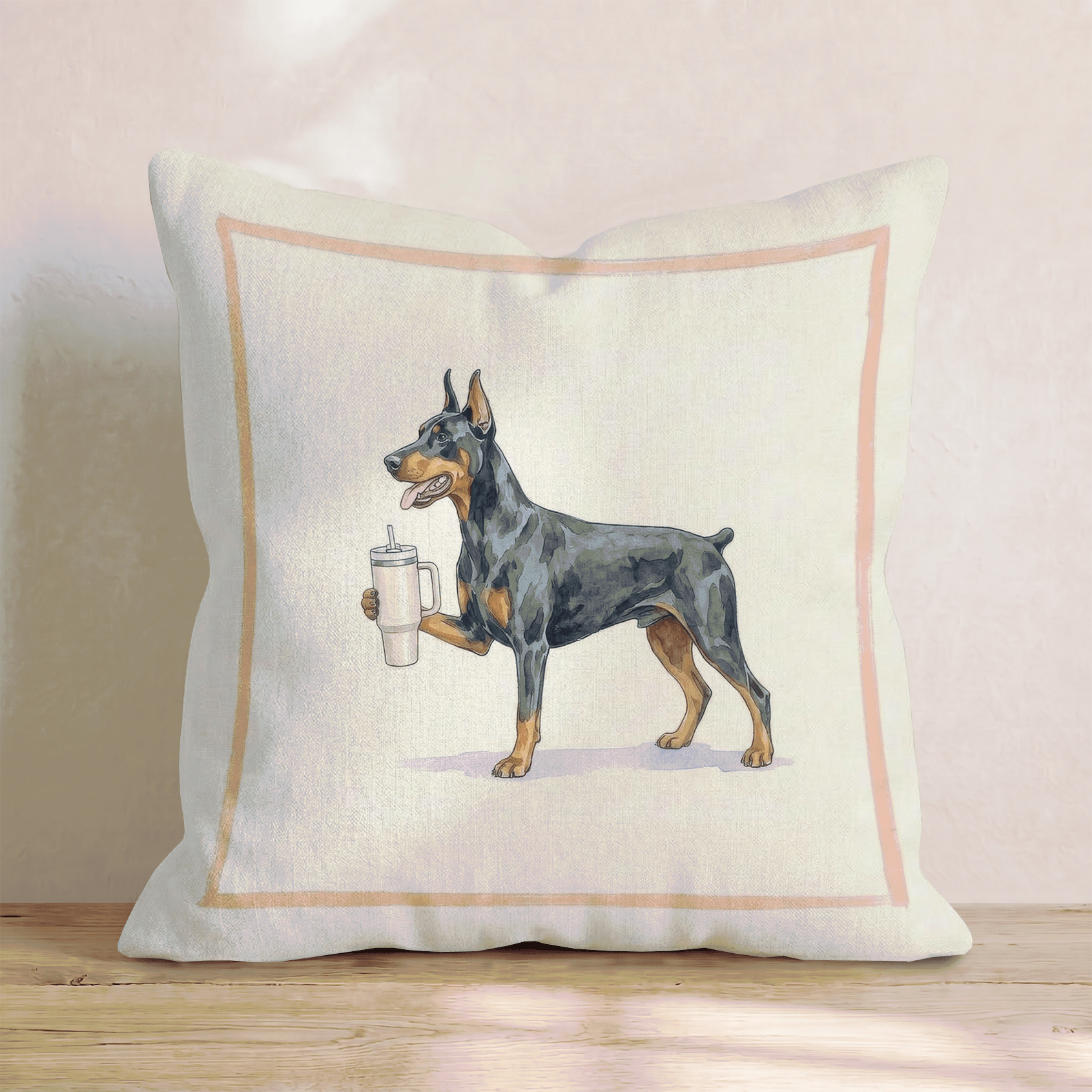 Doberman Tumbler Throw Pillow - Hillcroft Home