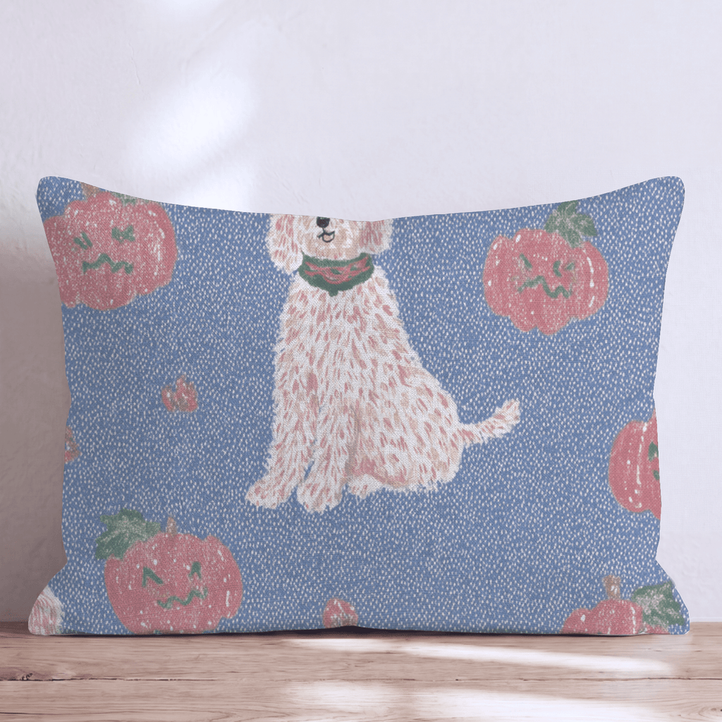 Doodle and Jackolantern Blue Throw Pillow - Hillcroft Home